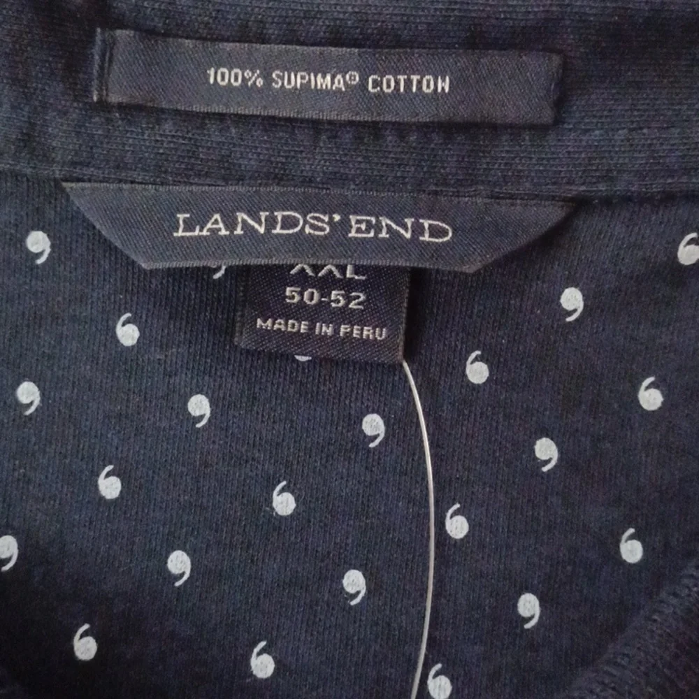 Lands End Navy Polo XXL Supima Cotton - Picture 6 of 11